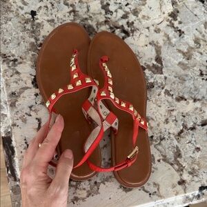 Michael Kors Red and Gold Studded Sandals